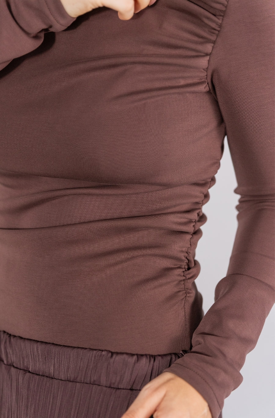 Camisola Drapeada Castanho