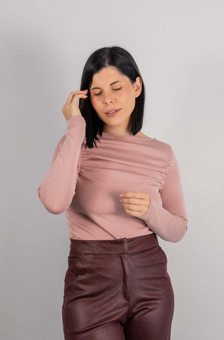 Camisola Drapeada Rosa Velho