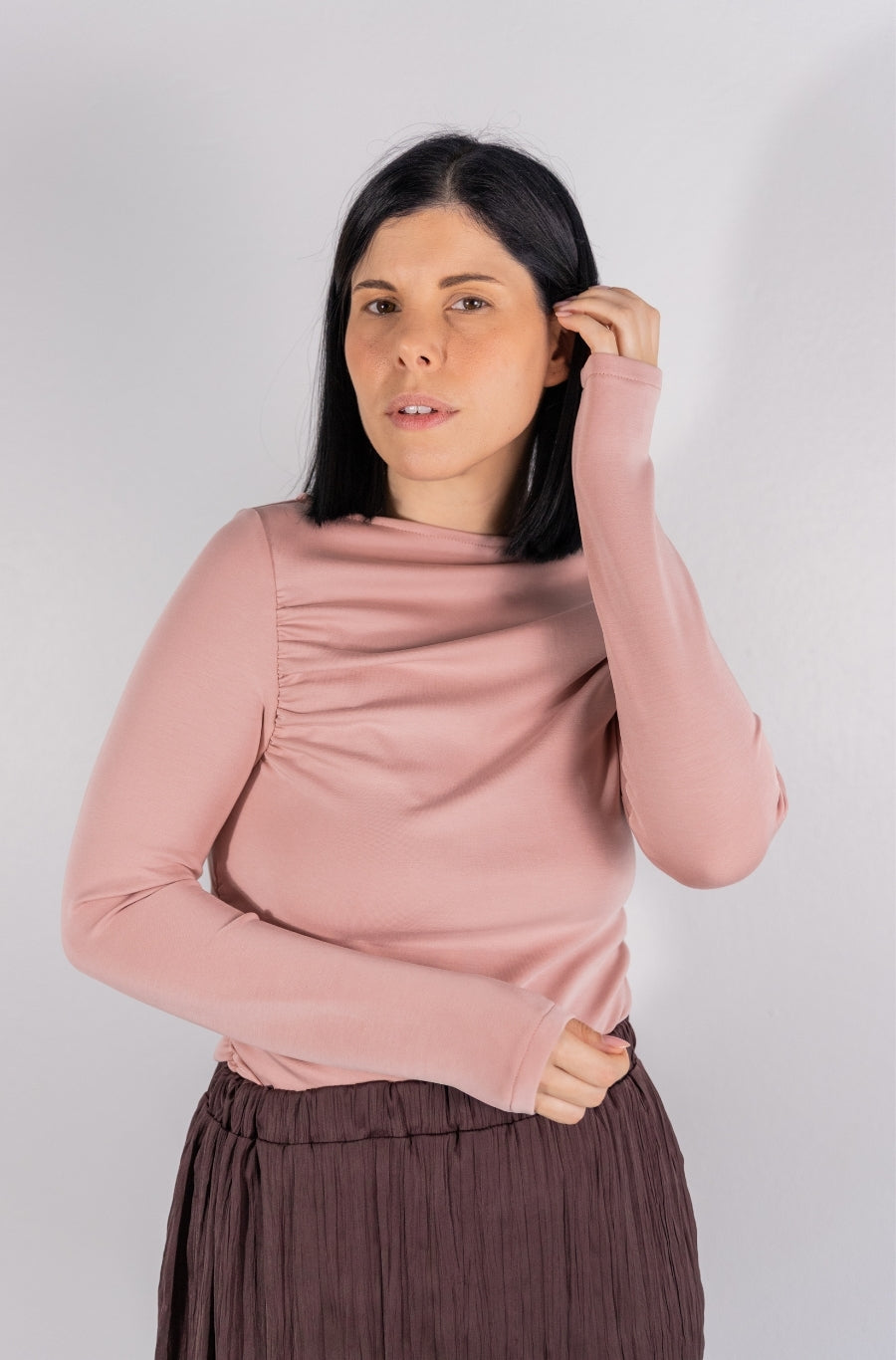 Camisola Drapeada Rosa Velho