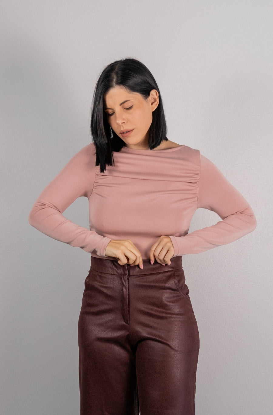 Camisola Drapeada Rosa Velho