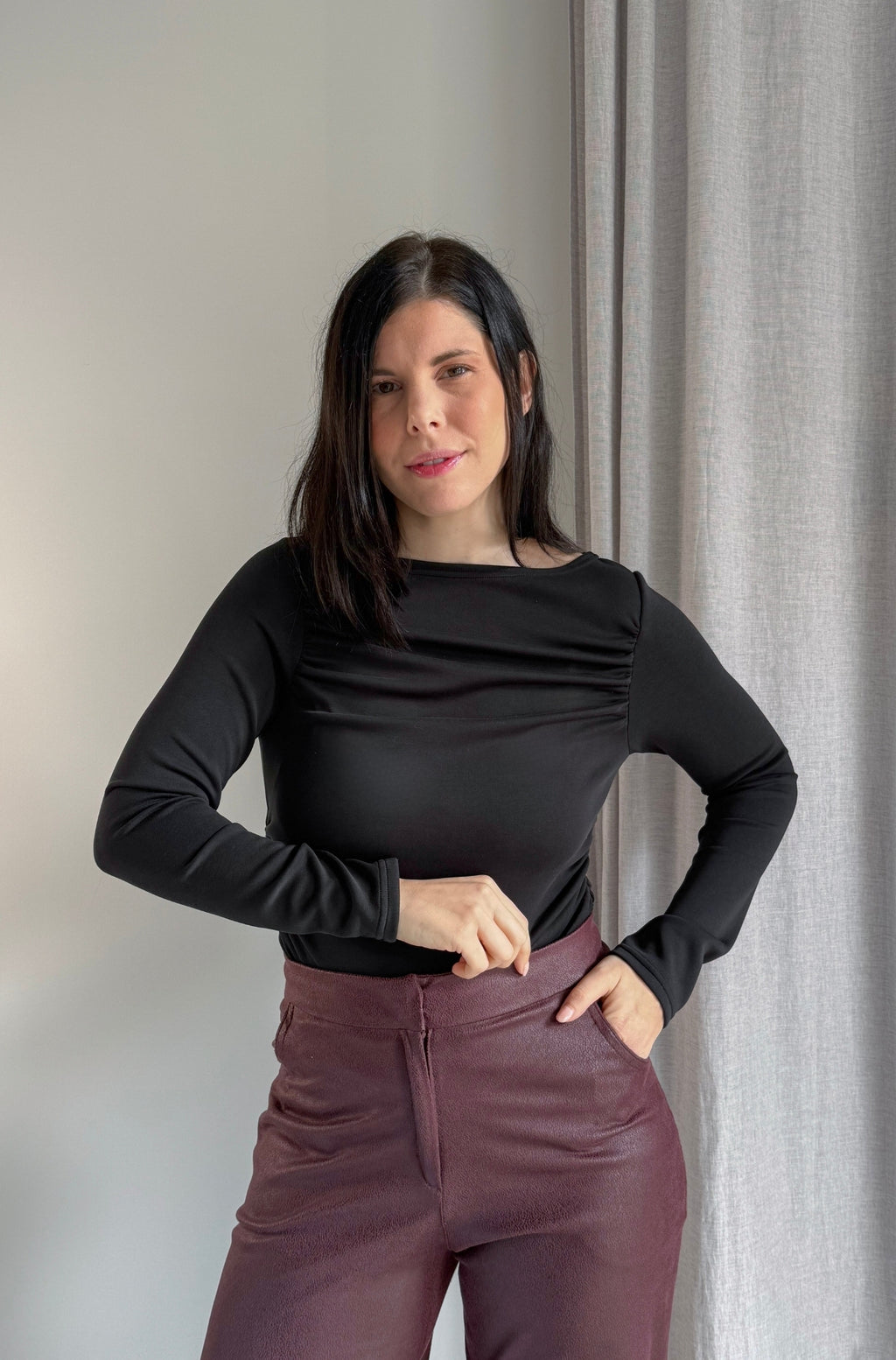 Camisola Drapeada Preto