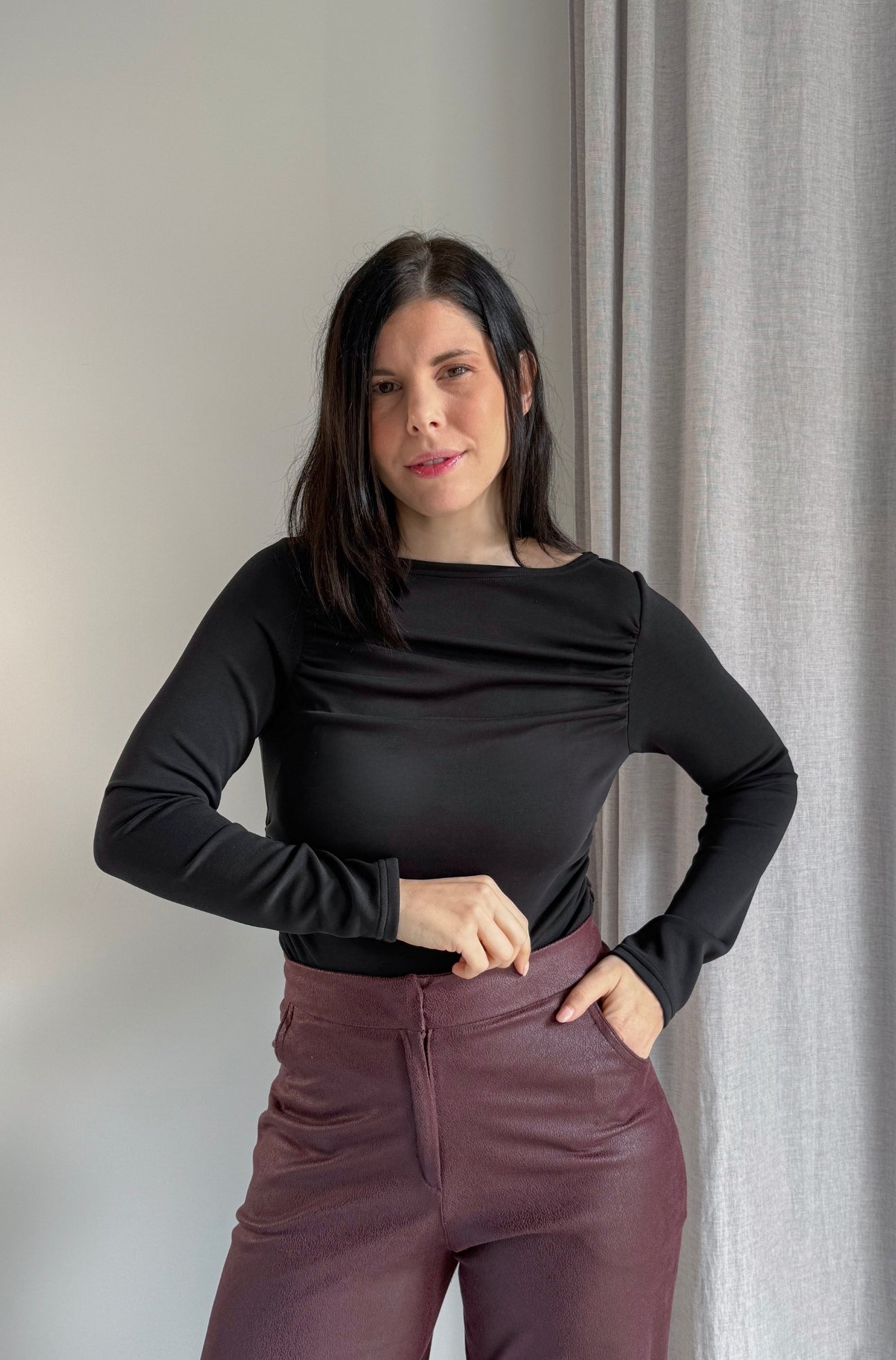 Camisola Drapeada Preto