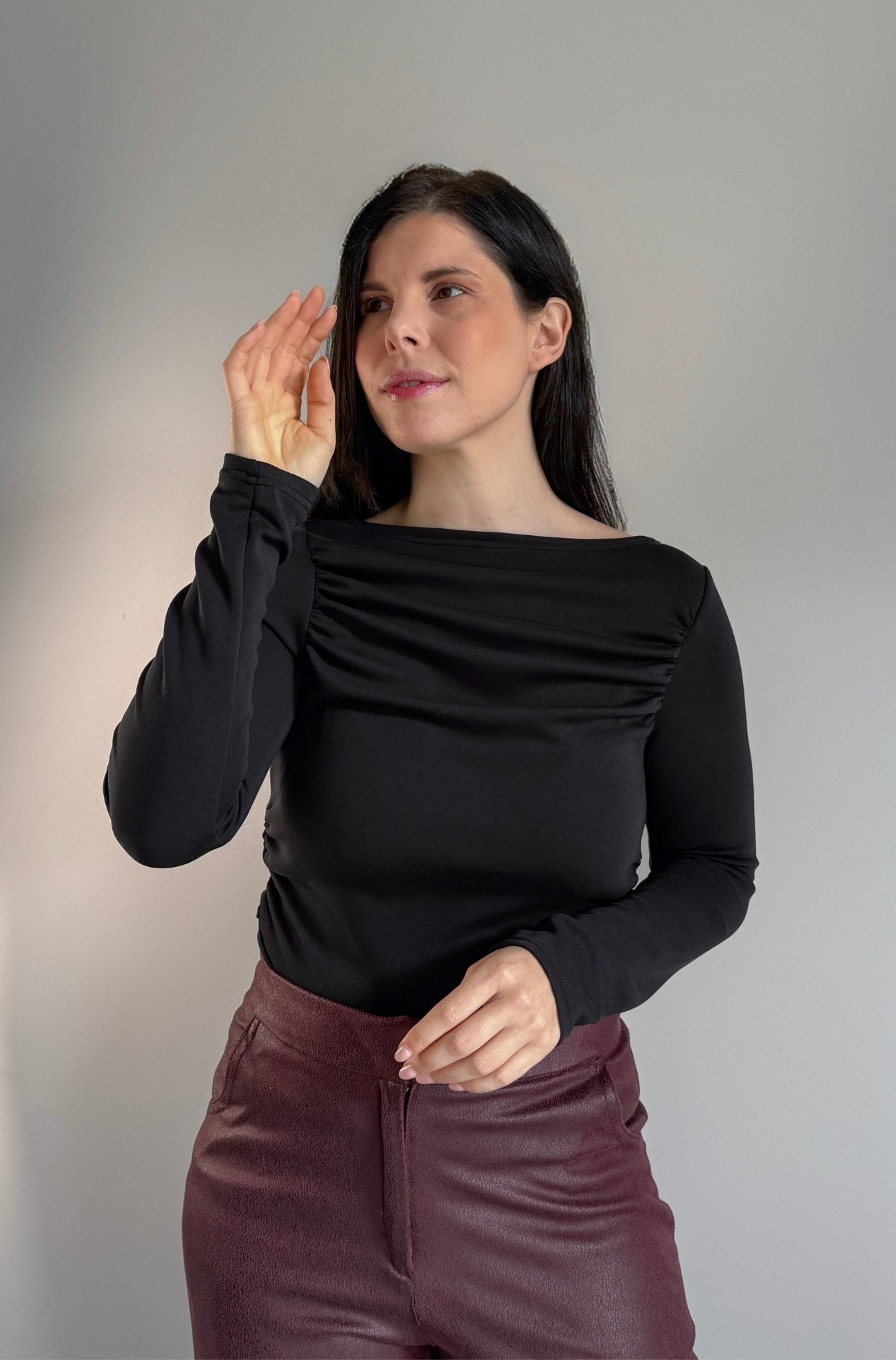 Camisola Drapeada Preto