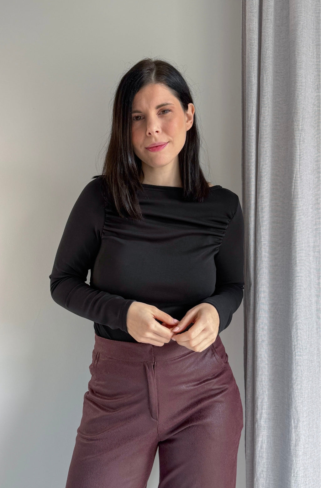 Camisola Drapeada Preto