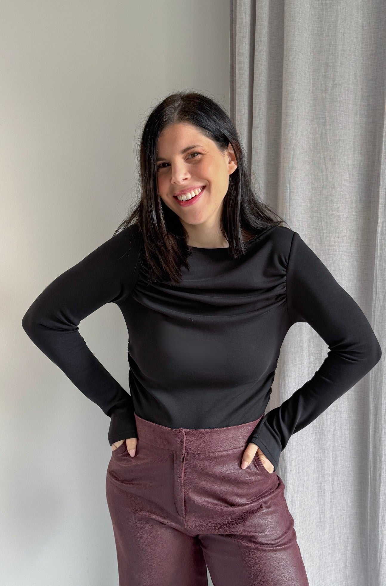 Camisola Drapeada Preto