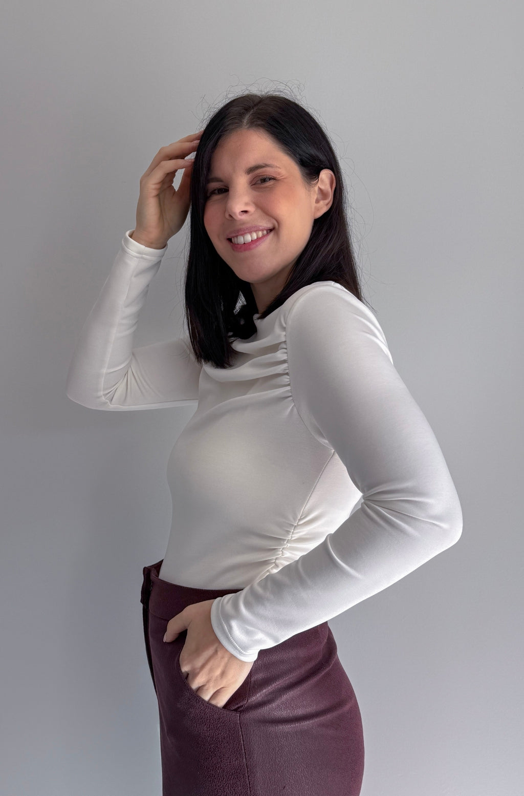 Camisola Drapeada Branca