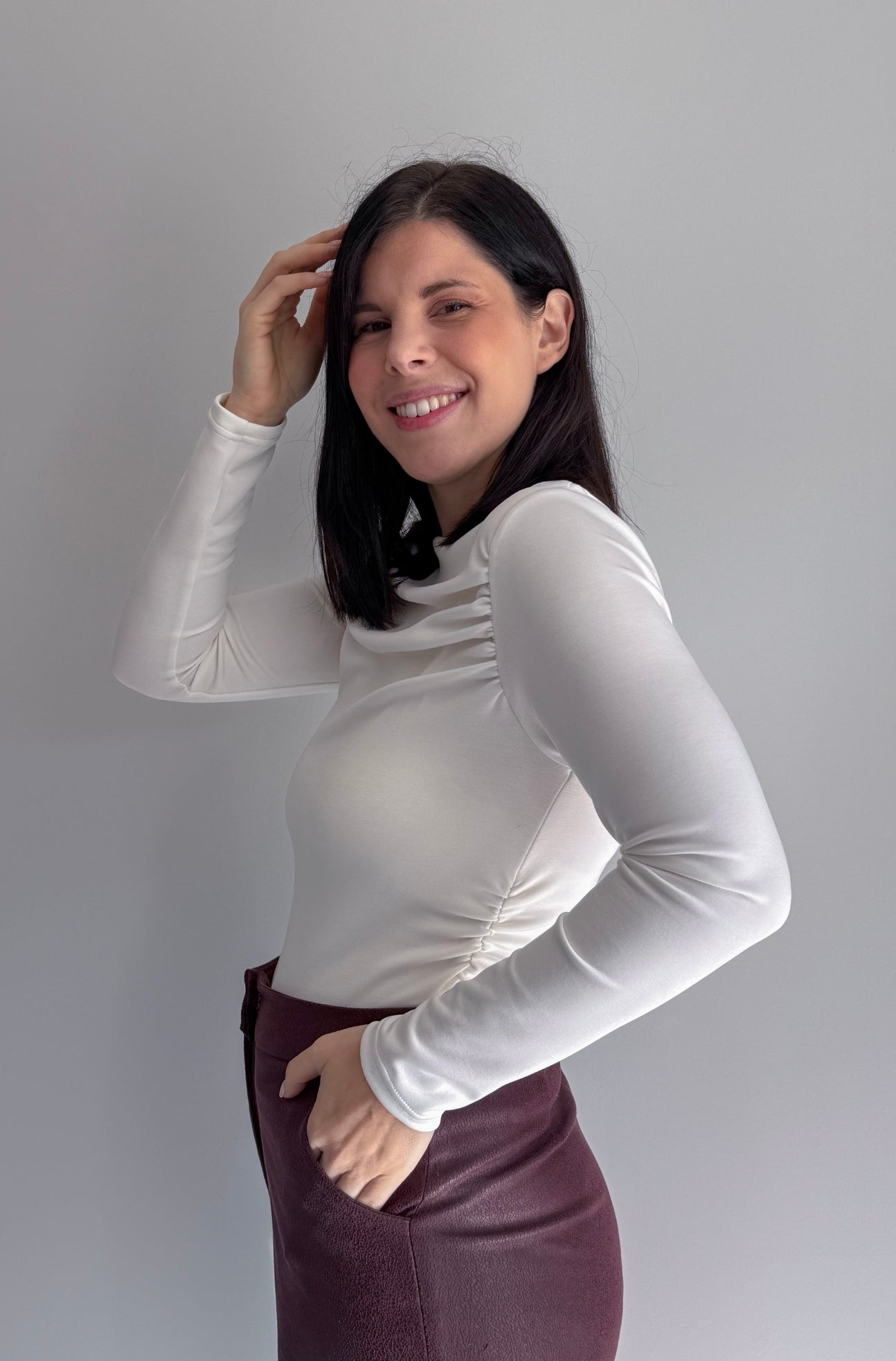 Camisola Drapeada Branca