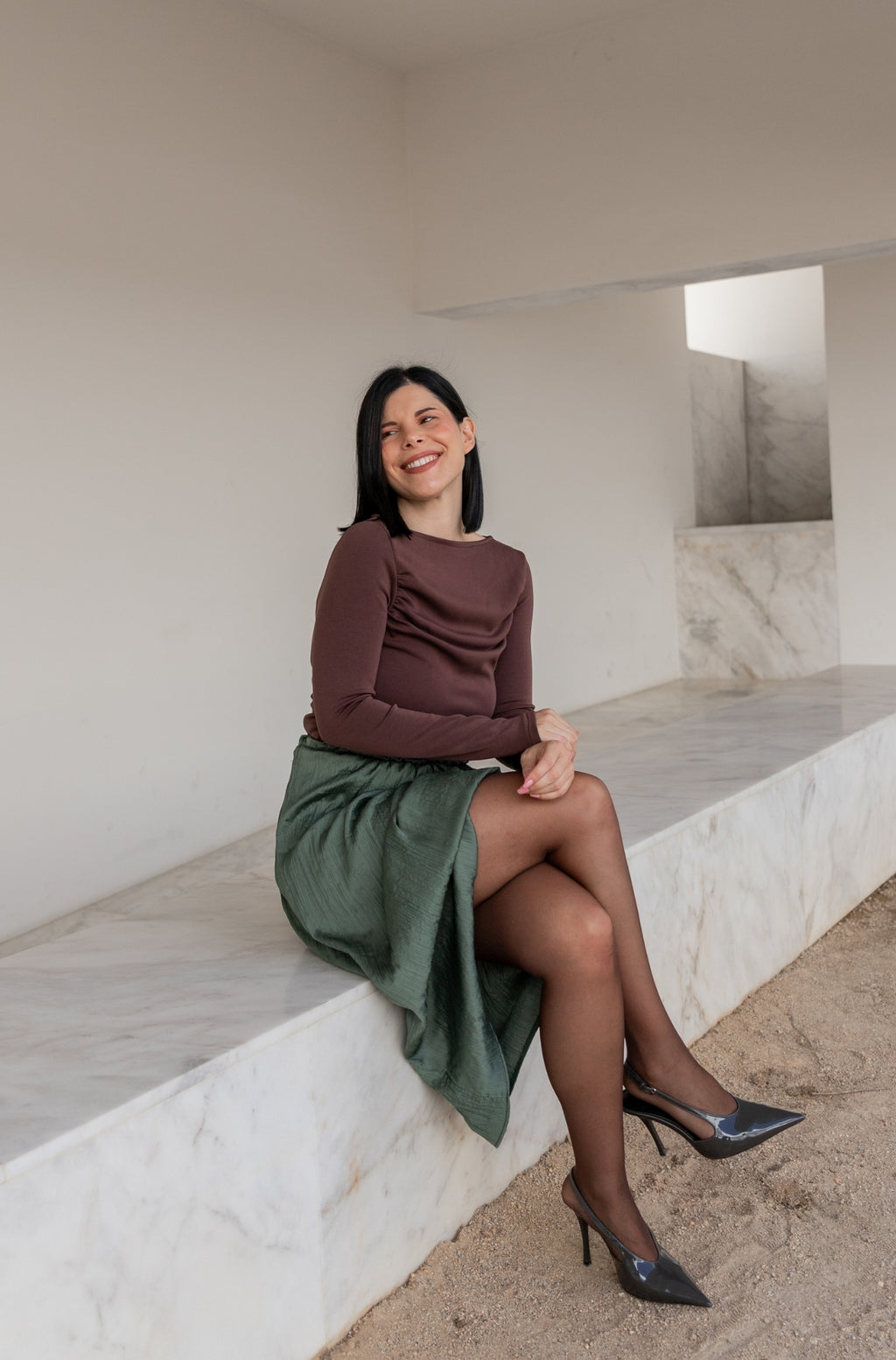 Camisola Drapeada Castanho