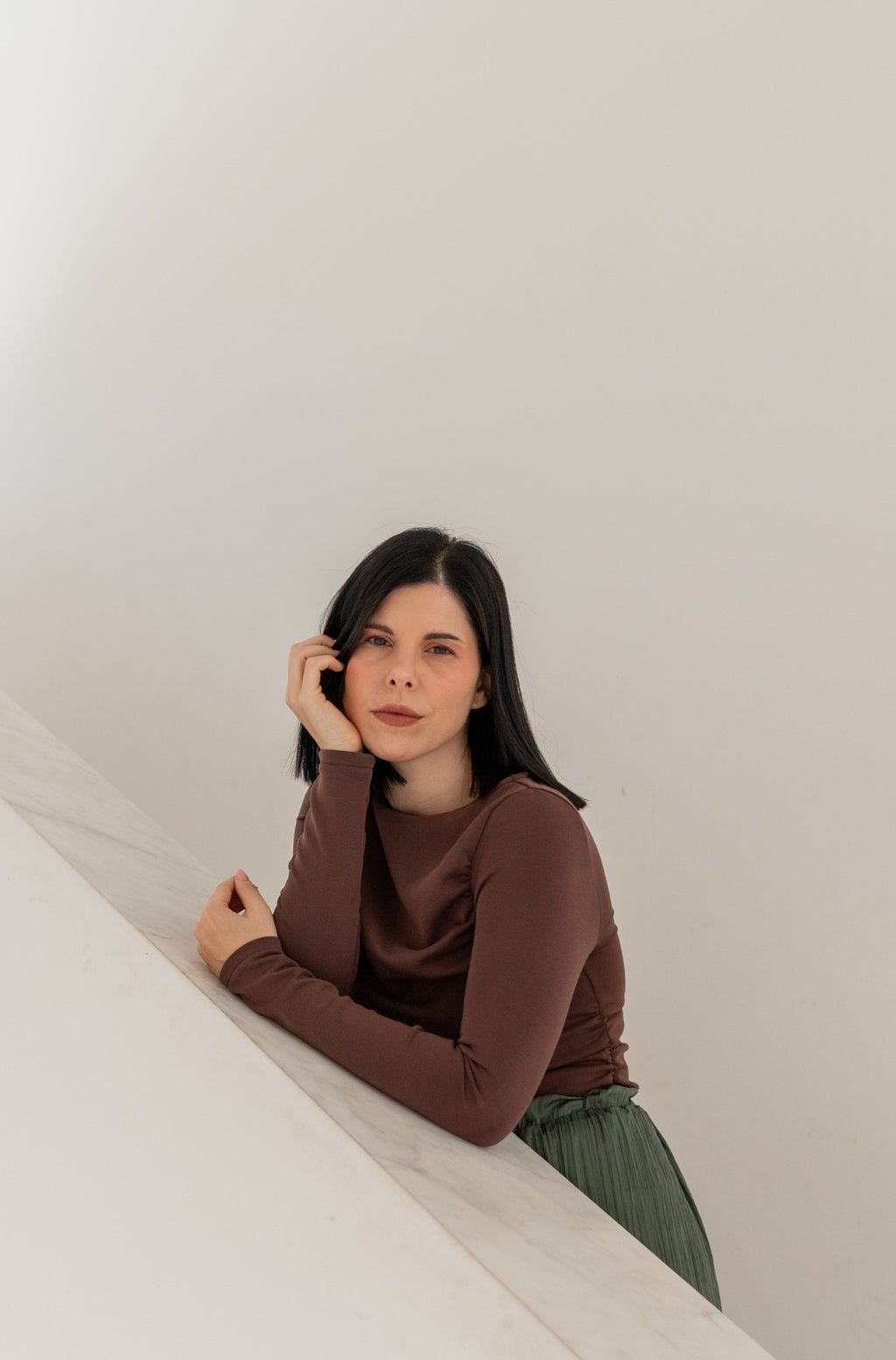 Camisola Drapeada Castanho