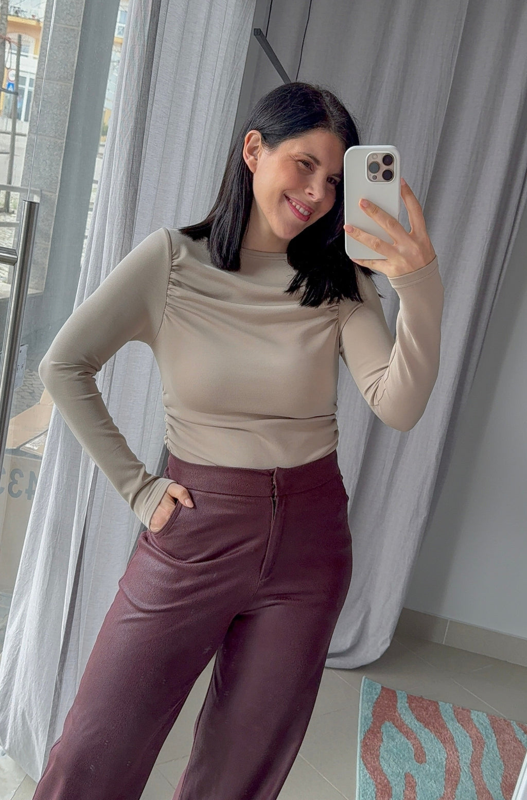 Camisola Drapeada Creme