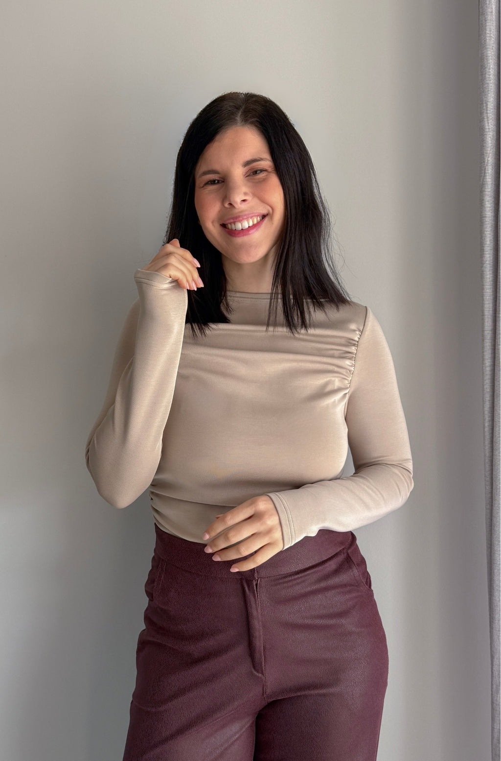 Camisola Drapeada Creme