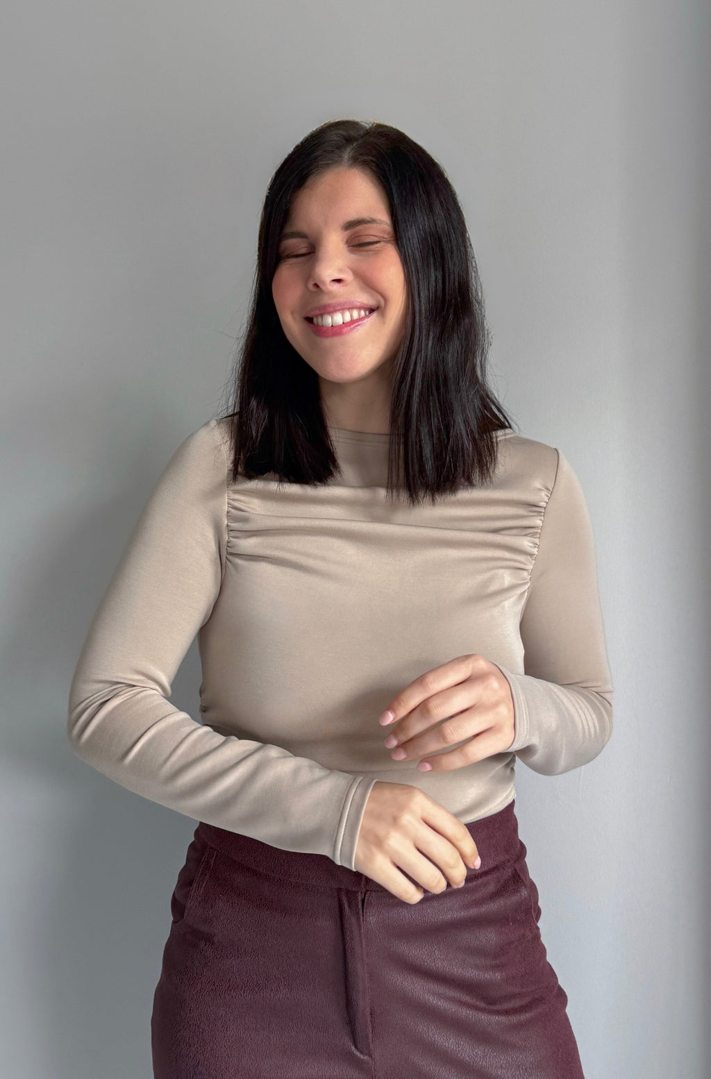 Camisola Drapeada Creme