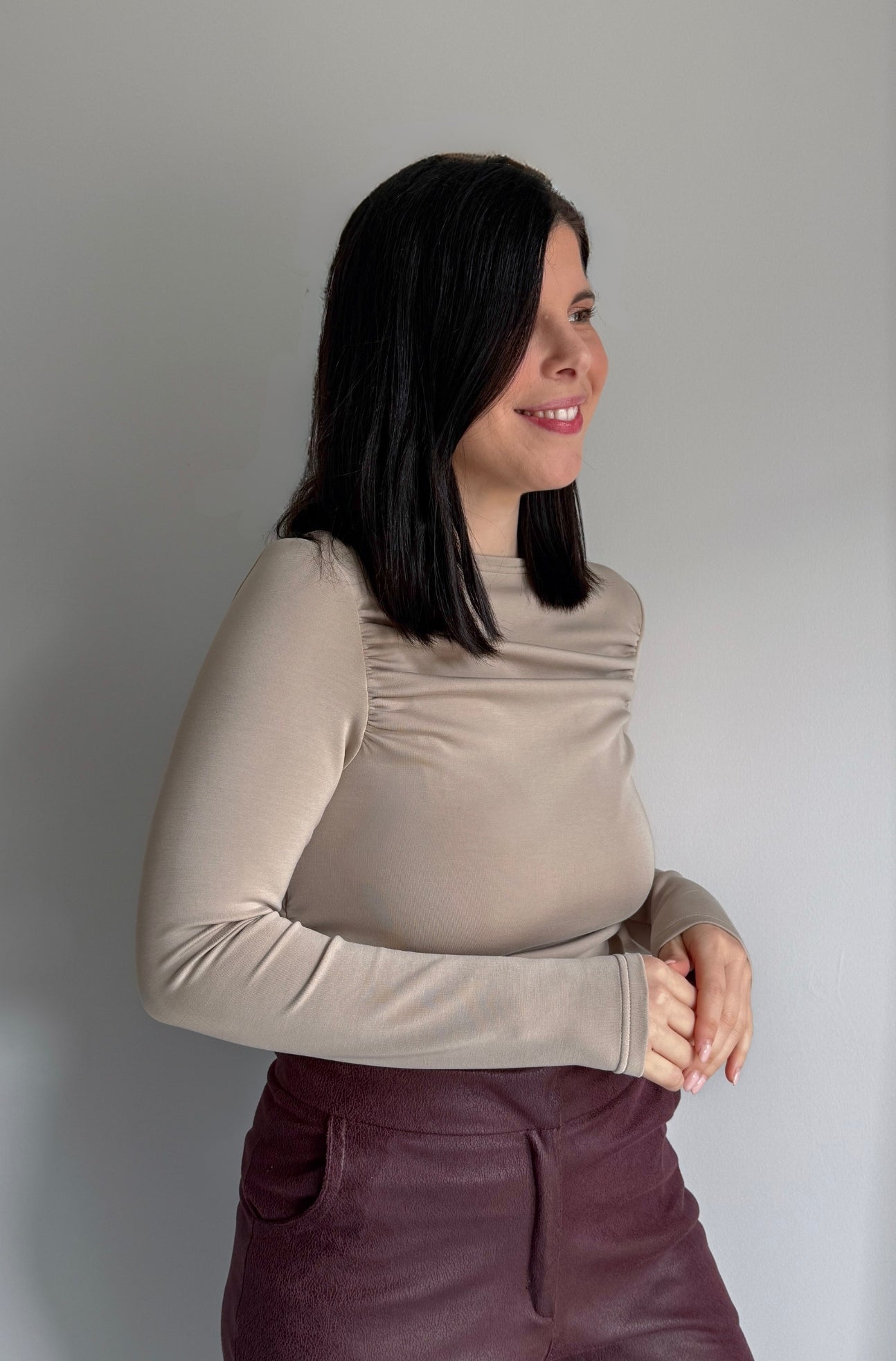 Camisola Drapeada Creme