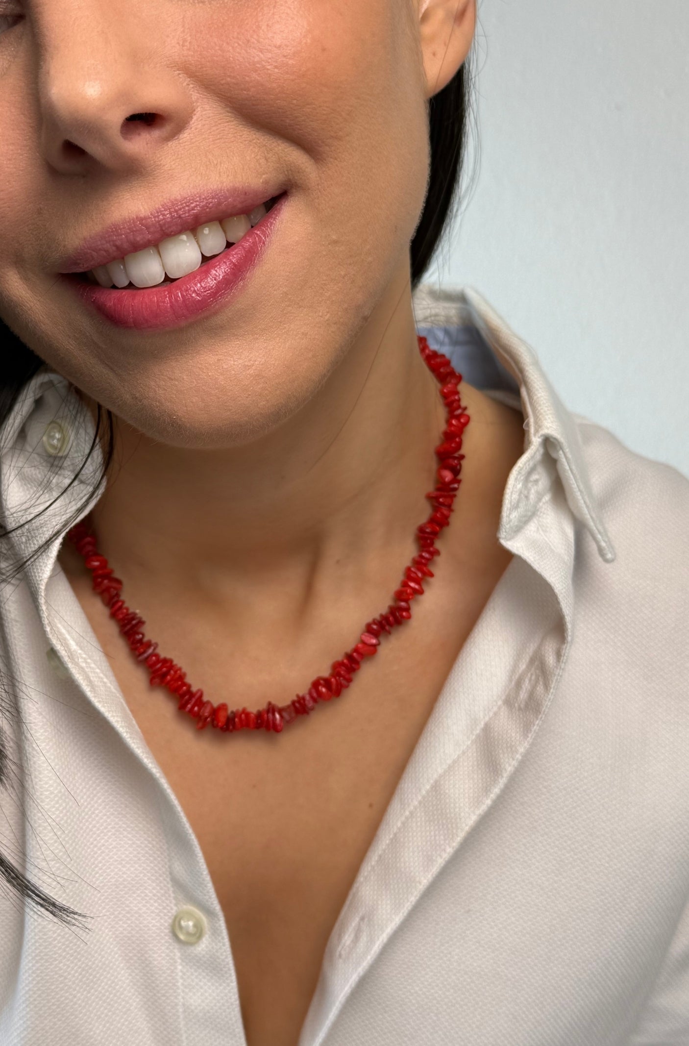 Colar de Pedras Vermelho