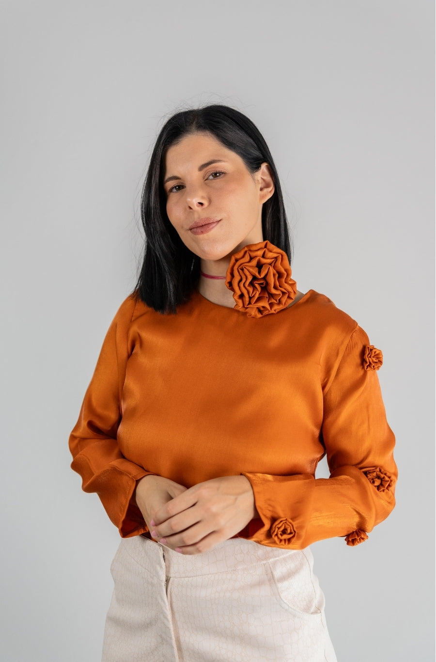 Blusa Flor Laranja