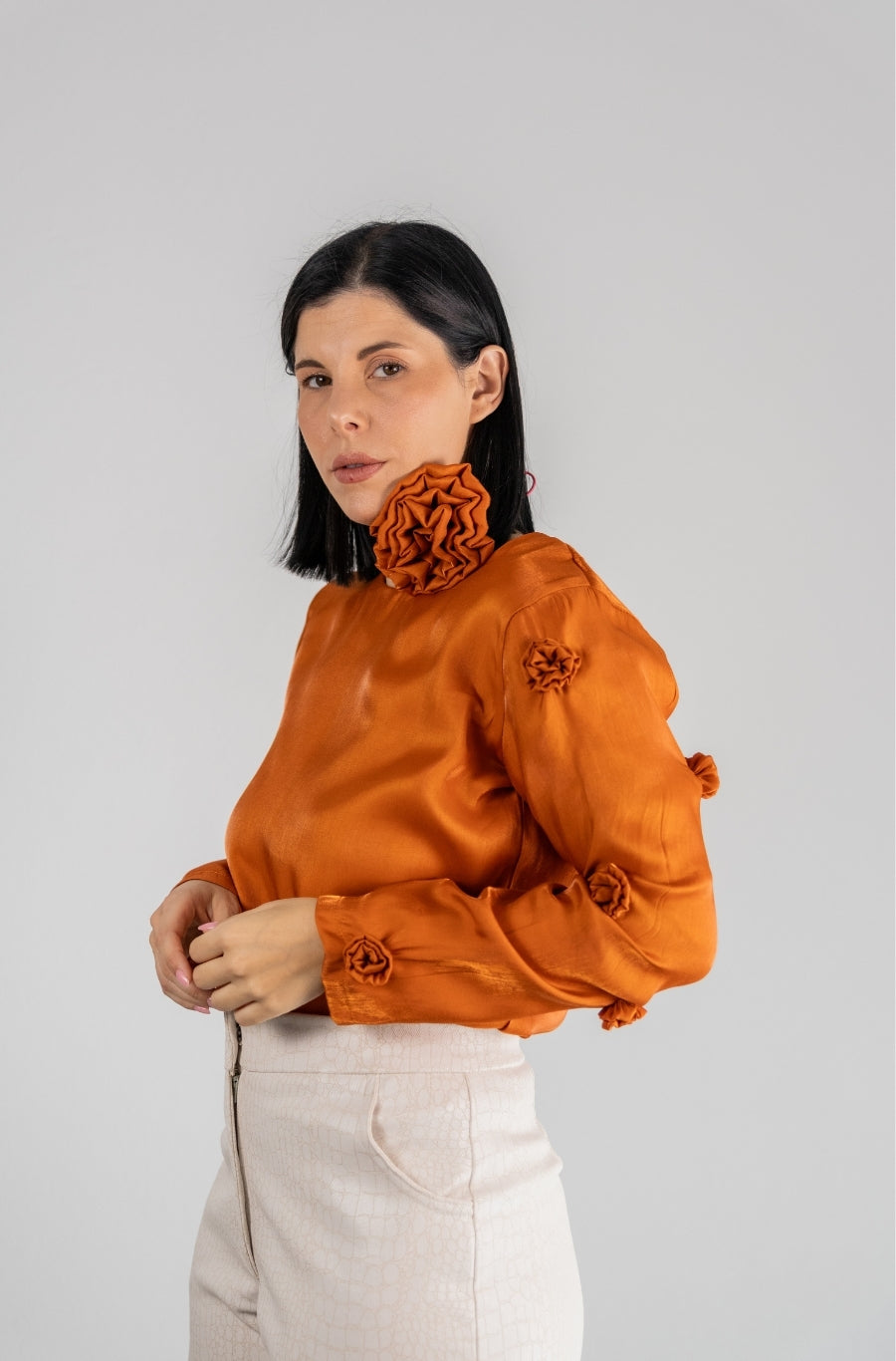 Blusa Flor Laranja