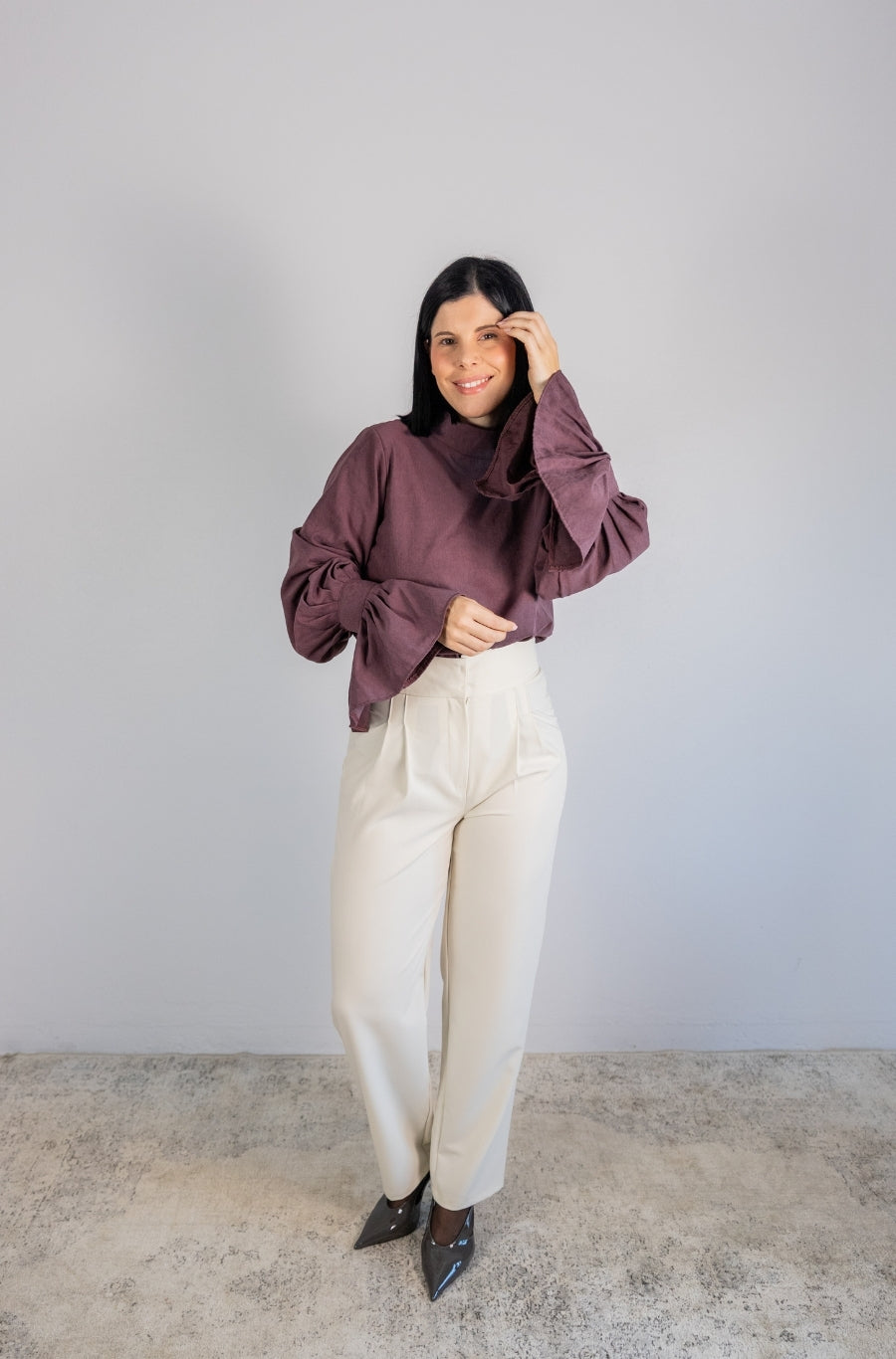 Calças Barrel Creme