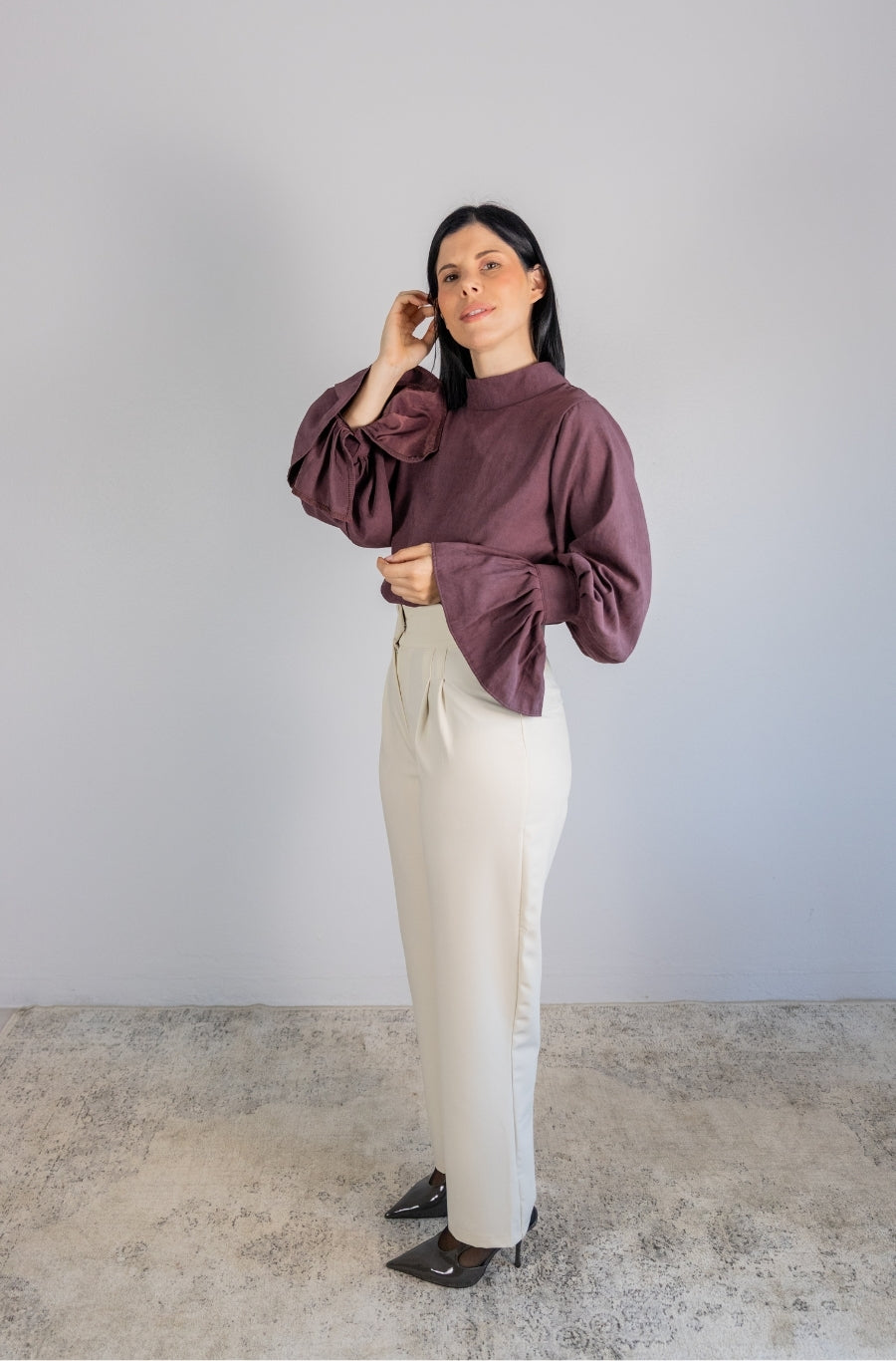 Calças Barrel Creme