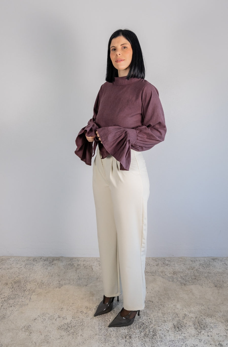 Calças Barrel Creme