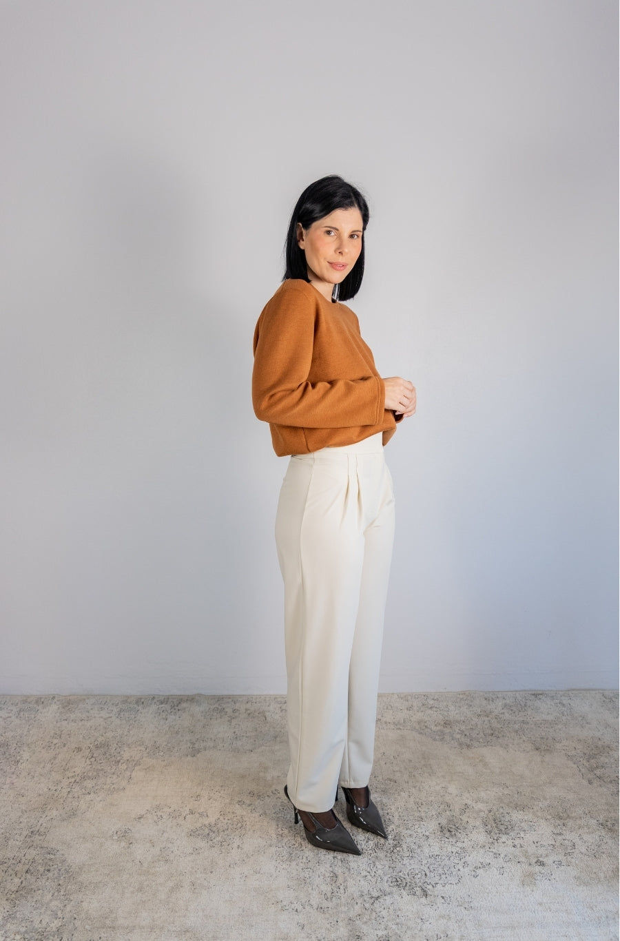 Calças Barrel Creme