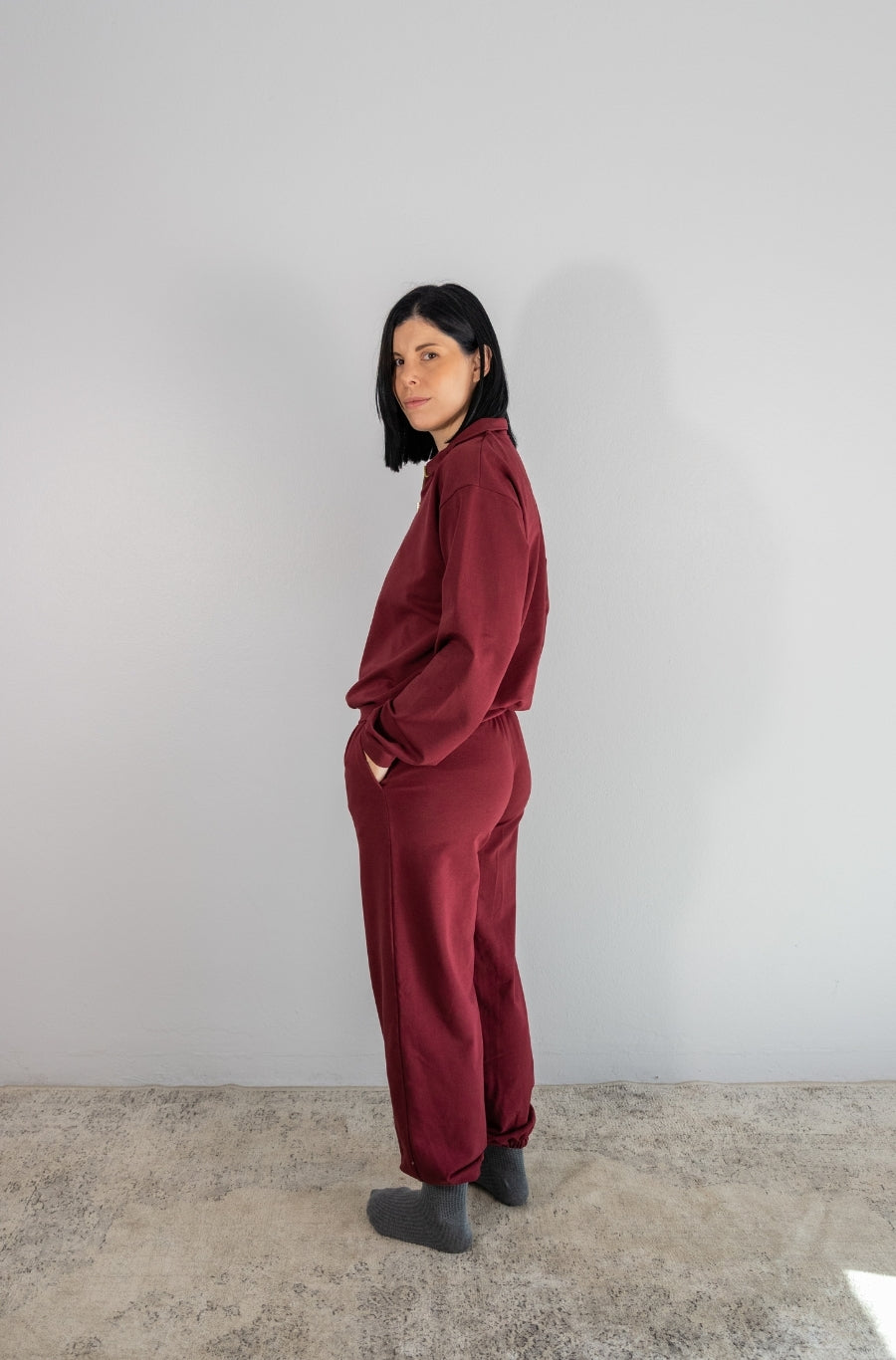 Calças treino Borgonha